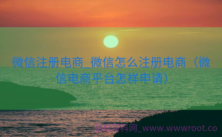 微信注册电商_微信怎么注册电商（微信电商平台怎样申请）