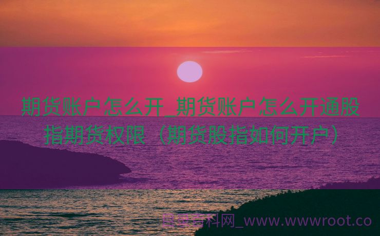 期货账户怎么开_期货账户怎么开通股指期货权限（期货股指如何开户）