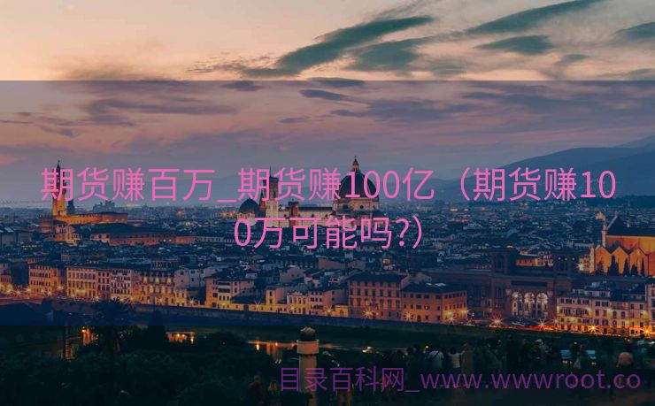 期货赚百万_期货赚100亿（期货赚100万可能吗?）