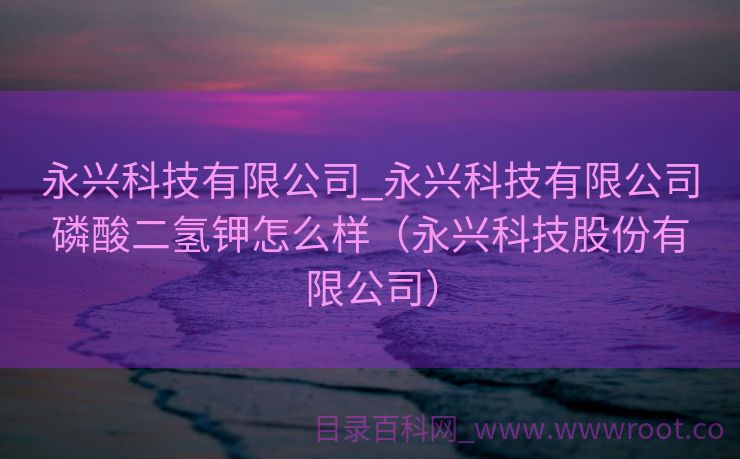 永兴科技有限公司_永兴科技有限公司磷酸二氢钾怎么样（永兴科技股份有限公司）