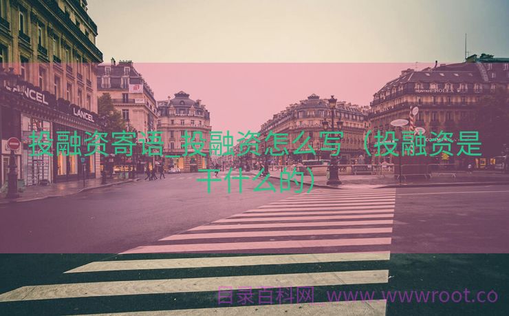 投融资寄语_投融资怎么写（投融资是干什么的）