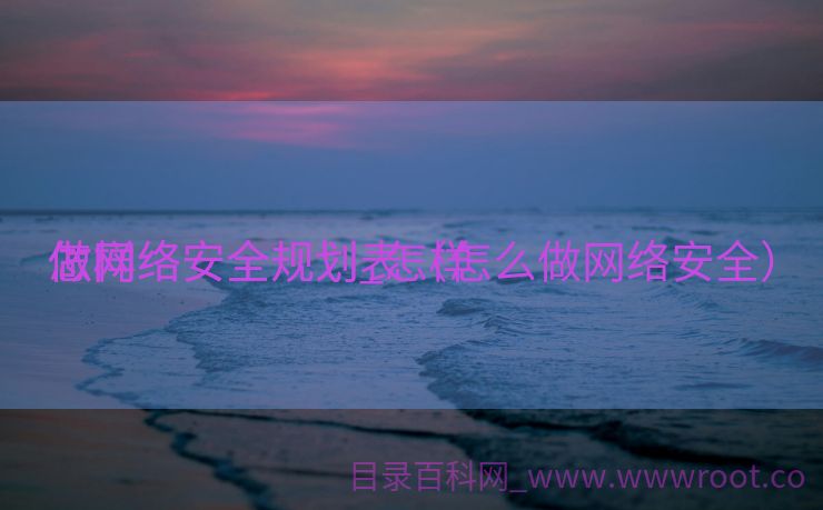 怎样
做网络安全规划_怎样
做网络安全规划表（怎么做网络安全）
