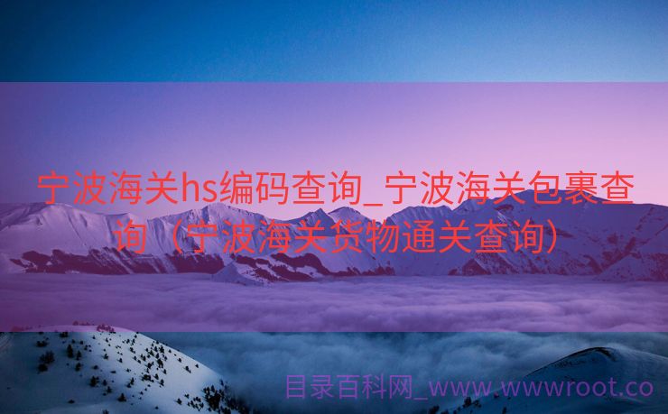 宁波海关hs编码查询_宁波海关包裹查询（宁波海关货物通关查询）