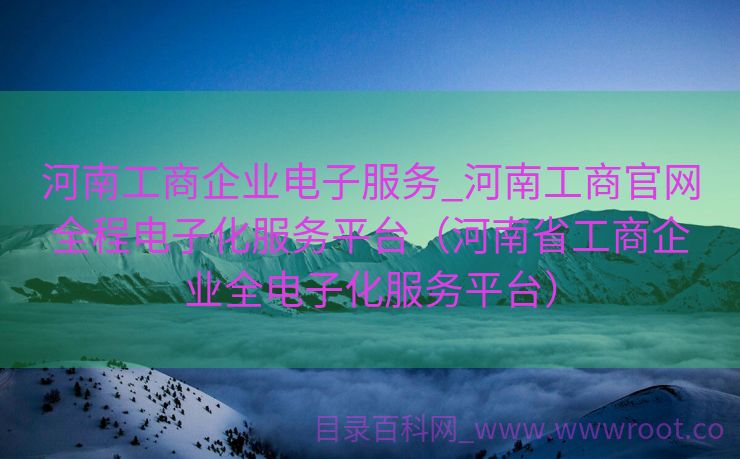 河南工商企业电子服务_河南工商官网全程电子化服务平台（河南省工商企业全电子化服务平台）