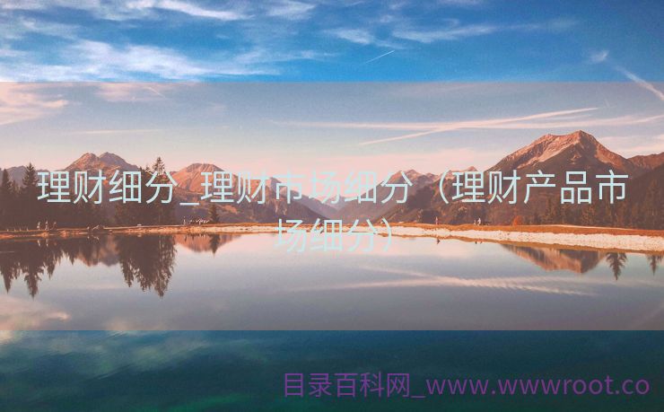 理财细分_理财市场细分（理财产品市场细分）