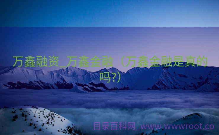 万鑫融资_万鑫金融（万鑫金融是真的吗?）