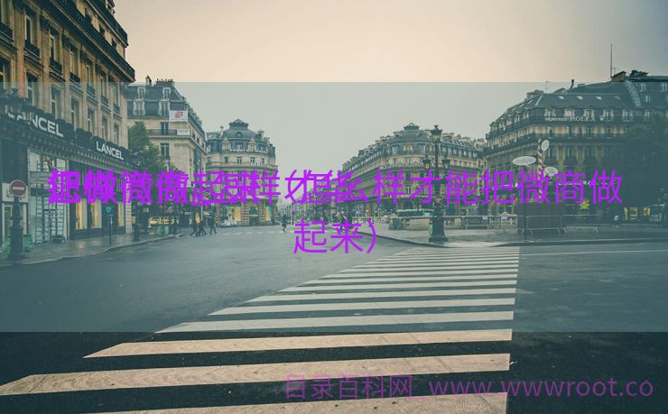 怎样
让做微商_怎样才华

把微商做起来（怎么样才能把微商做起来）